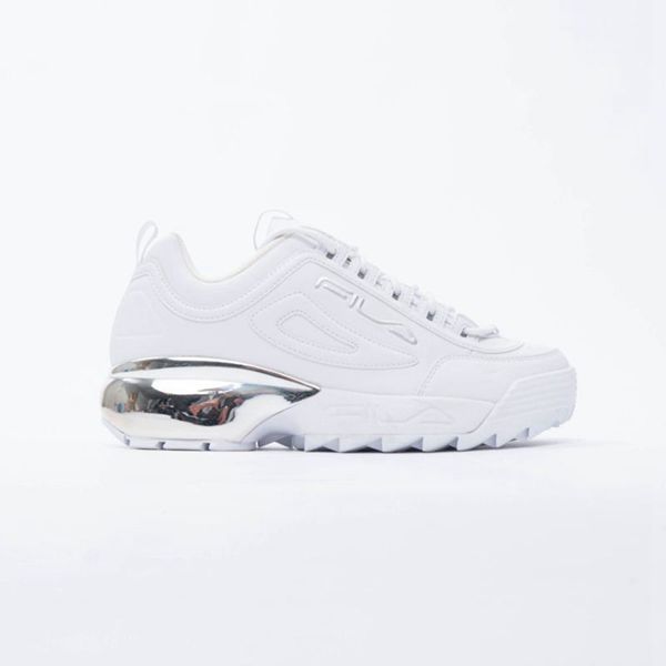 Tênis Fila Mulher Branco/Prateadas/Branco - Fila Disruptor 2A Chrome Outlet Portugal,FECR-34261